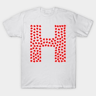 Letter H Heart Shape Initial T-Shirt